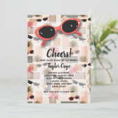 Retro Rote Sonnenbrille Geburtstagseinladungen (Stehend Vorderseite)