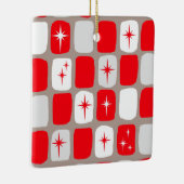 Retro rote Starburts Weihnachtsverzierung Keramikornament (Rechts)