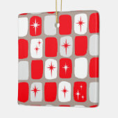 Retro rote Starburts Weihnachtsverzierung Keramikornament (Links)