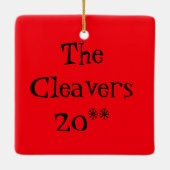 Retro rote Starburts Weihnachtsverzierung Keramikornament (Rückseite)