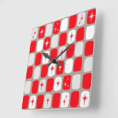Retro rote Sternexplosion-quadratische Wand-Uhr Quadratische Wanduhr (Winkel)