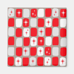 Retro rote Sternexplosion-quadratischer Magnet