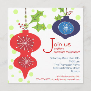 Retro rote u. blaue Verzierungs-Feiertags-Party Einladung