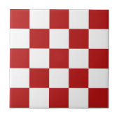 Retro rote u. weiße Schachbrett-Keramik deckt Fliese (Vorderseite)