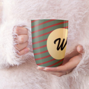 Retro rote und grüne gestreifte benutzerdefinierte kaffeetasse