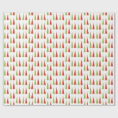 Retro Rote und grüne Weihnachtsbaumen Geschenkpapier (Flach)