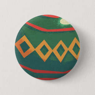 Retro rote und grüne Weihnachtsdekorationen Button