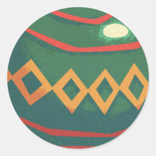 Retro rote und grüne Weihnachtsdekorationen Runder Aufkleber