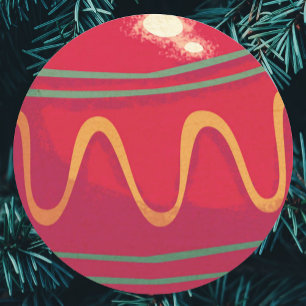 Retro rote und grüne Weihnachtsdekorationen Runder Aufkleber