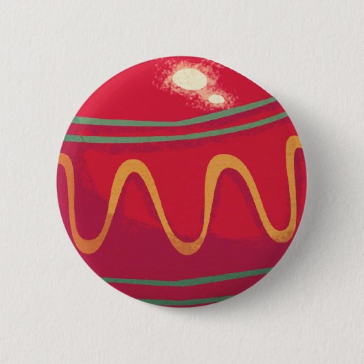 Retro Rote und grüne Weihnachtsschmuck Button (Vorderseite)