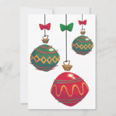Retro Rote und grüne Weihnachtsschmuck Einladung (Vorderseite)