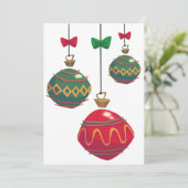 Retro Rote und grüne Weihnachtsschmuck Einladung (Stehend Vorderseite)
