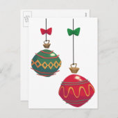 Retro Rote und grüne Weihnachtsschmuck Feiertagspostkarte (Vorne/Hinten)
