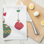 Retro Rote und grüne Weihnachtsschmuck Geschirrtuch (Viertel Falte)