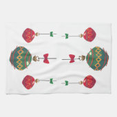 Retro Rote und grüne Weihnachtsschmuck Geschirrtuch (Horizontal)