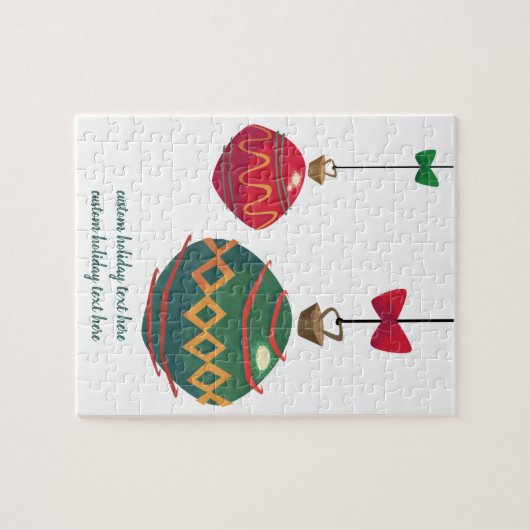 Retro Rote und grüne Weihnachtsschmuck Puzzle (Horizontal)