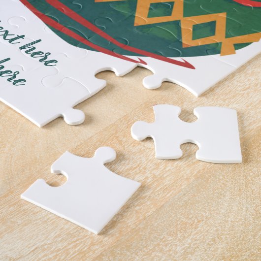 Retro Rote und grüne Weihnachtsschmuck Puzzle (Seite)