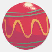 Retro Rote und grüne Weihnachtsschmuck Runder Aufkleber (Vorderseite)