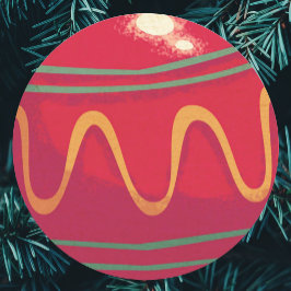 Retro Rote und grüne Weihnachtsschmuck Runder Aufkleber