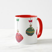 Retro Rote und grüne Weihnachtsschmuck Tasse (VorderseiteRechts)