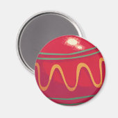 Retro rote und grüne Weihnachtsverzierungen Magnet (Vorderseite/Rückseite)
