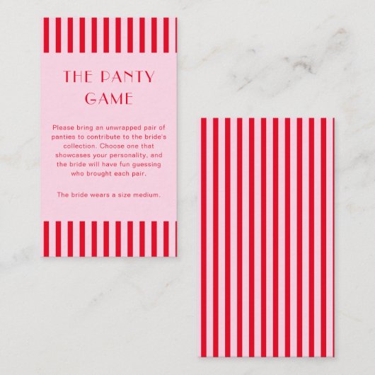 Retro Rote und rosa Streifen Das Spiel der Rutsche Begleitkarte (Vorne/Hinten)