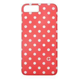 Retro rote und weiße Tupfenmuster-Monogramm Case-Mate iPhone Hülle