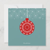 Retro rote Verzierungs-Feiertags-Party Einladung (Rückseite)