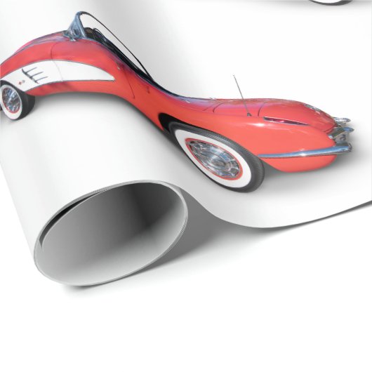 Retro-rote Wandelkorvette Geschenkpapier (Rolleneckpunkt)