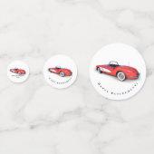 Retro-rote Wandelkorvette Konfetti (Vorderseiten)