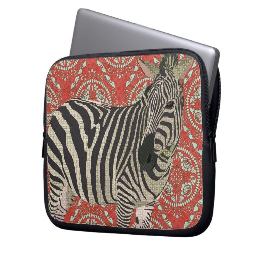 Retro rote Zebra-Computer-Hülse Laptopschutzhülle (Vorderseite Links)