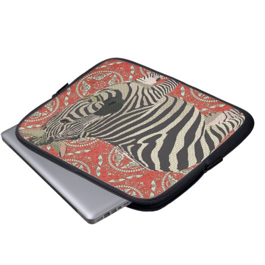 Retro rote Zebra-Computer-Hülse Laptopschutzhülle (Vorne Knopf)