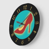 Retro roter Absatz-Schuh Große Wanduhr (Winkel)