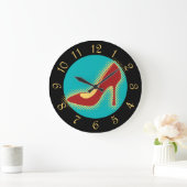 Retro roter Absatz-Schuh Große Wanduhr (Zuhause)
