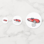 Retro roter Cabrio Corvette Konfetti (Rückseiten)