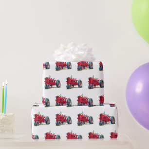 Retro roter Feldzug auf weiß Geschenkpapier