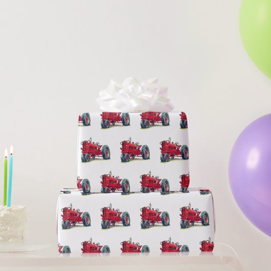 Retro roter Feldzug auf weiß Geschenkpapier (Partygeschenke)