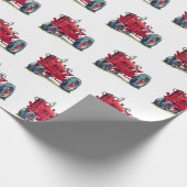 Retro roter Feldzug auf weiß Geschenkpapier (Ecke)