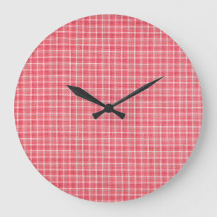 Retro-roter Karo-Tartan: nahtloses Muster. Große Wanduhr