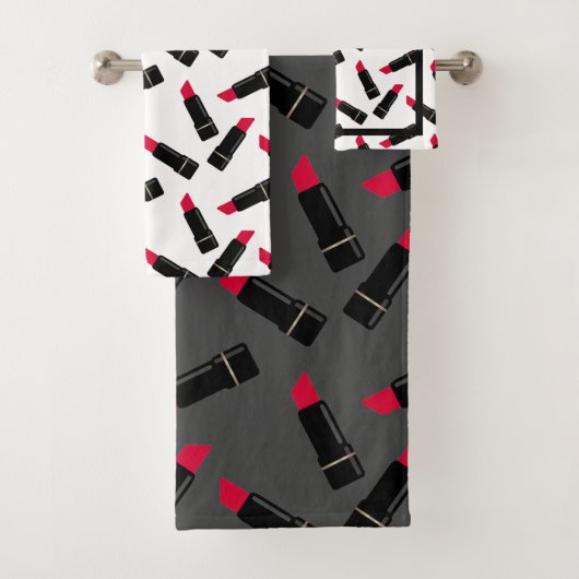 Retro, roter Lippenstift Badhandtuch Set (Insitu)