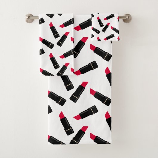Retro, roter Lippenstift Badhandtuch Set (Insitu)