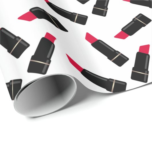 Retro, roter Lippenstift Geschenkpapier (Rolleneckpunkt)