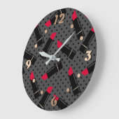 Retro, roter Lippenstift Große Wanduhr (Winkel)