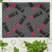 Retro, roter Lippenstift Küchentuch (Gefaltet)