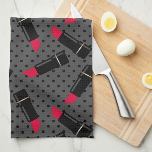 Retro, roter Lippenstift Küchentuch (Viertel Falte)