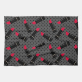 Retro, roter Lippenstift Küchentuch (Horizontal)