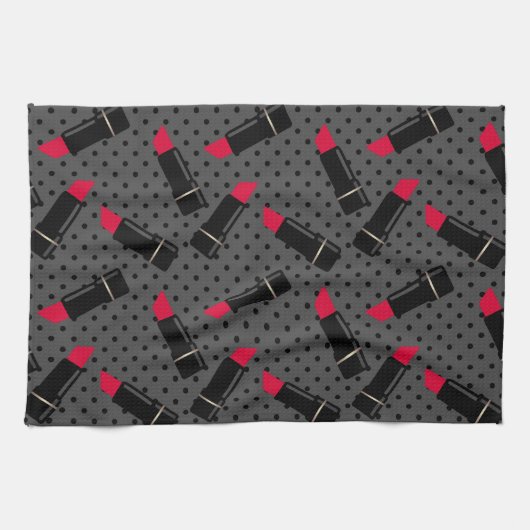 Retro, roter Lippenstift Küchentuch (Horizontal)