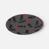 Retro, roter Lippenstift Pappteller (Schrägansicht)