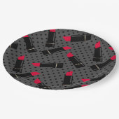 Retro, roter Lippenstift Pappteller (Schrägansicht)