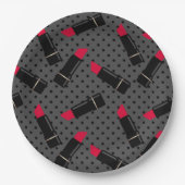 Retro, roter Lippenstift Pappteller (Vorderseite)